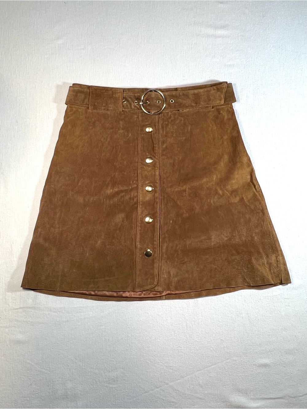 Zara Suede Button-Front A-Line Skirt with Belt-90’s, Y2K,